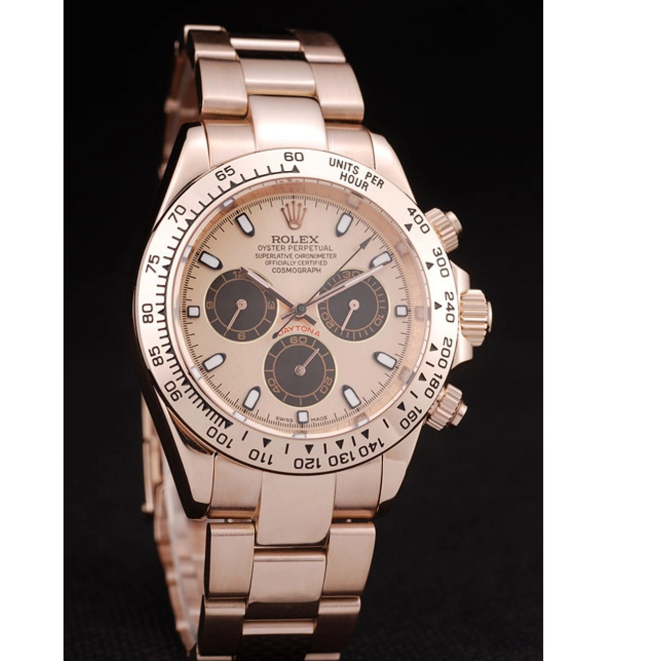 Good copy rolex watches Daytona Rolex Bezel Gold Rose Dial Gold Plated Steel Rose Stainless 0707